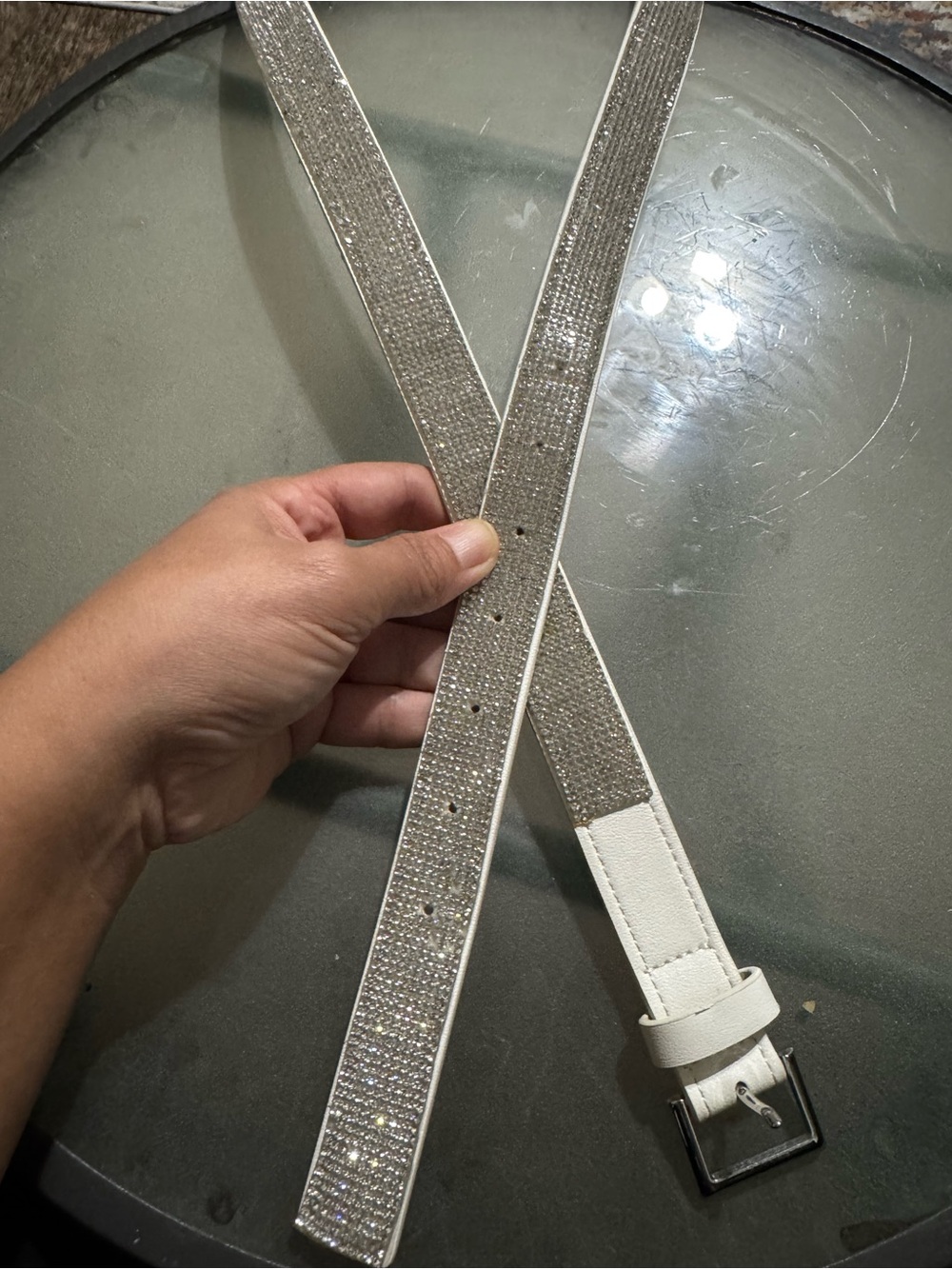 Target White Crystal-Embellished Women’s Belt